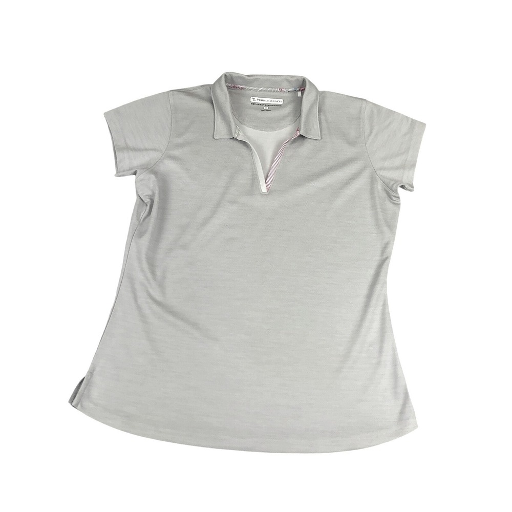Pebble Beach Womens Gray Dry-Luxe Performance Golf Polo Shirt XL Short Sleeve